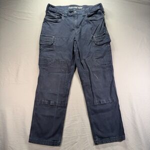 Duluth Flex Fire Hose Pants Mens 36x30 Fits (34x32) Blue Cargo Workwear Utility